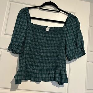 Jcrew factory flannel cropped blouse